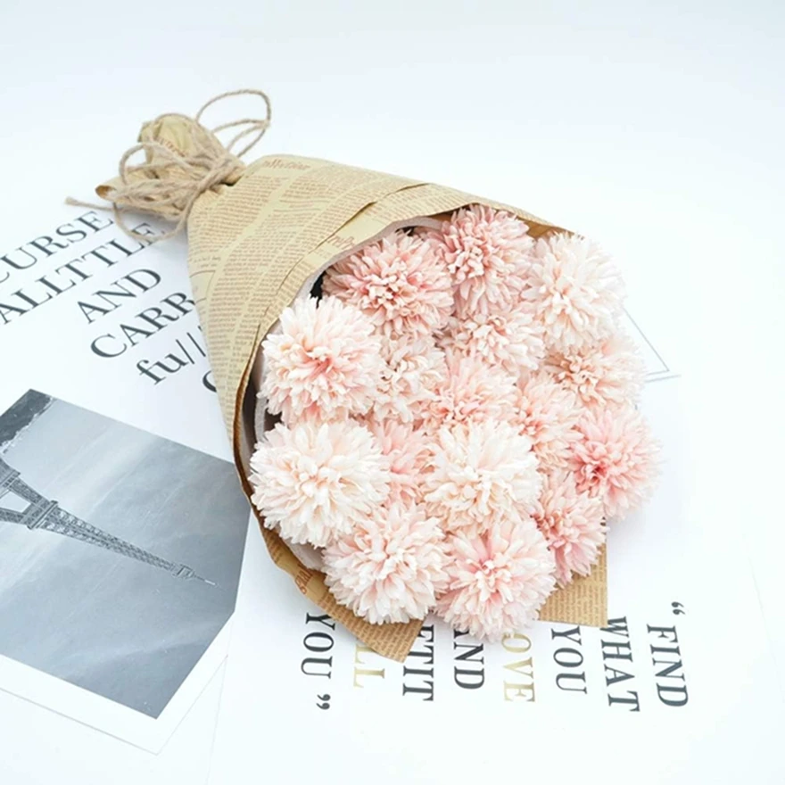 

2Pcs Artificial Flowers Silk Dandelion Hydrangea Home Vase Table Wedding Fake Bouquet Bridal Festival Party DIY Gift Arrangement