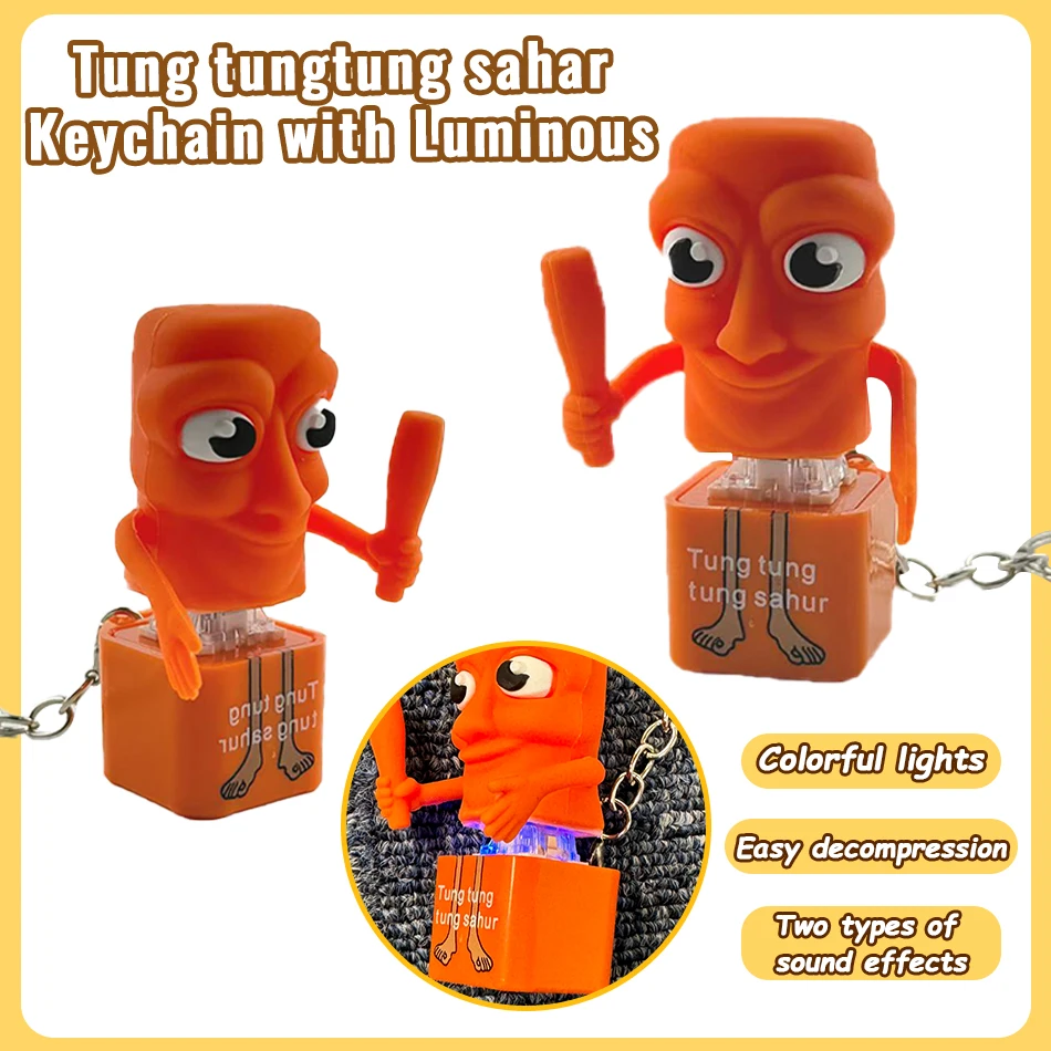 

Новый деревянный брелок Tungtung на пуговицах для мужчин со светящейся подвеской-аниме периферийный декор подарочная игрушка