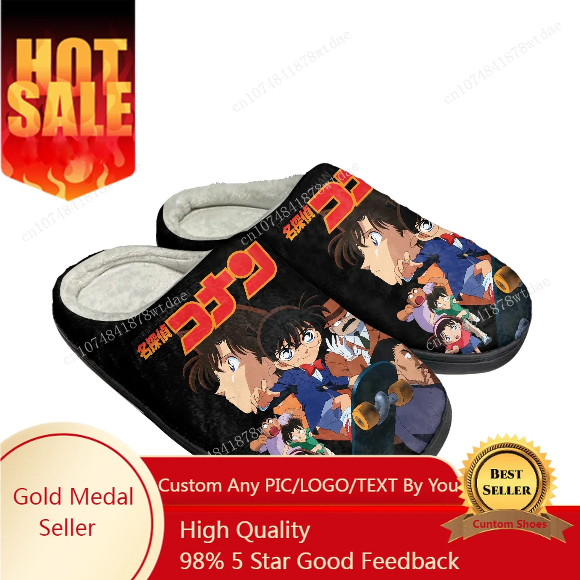 

Japanese Anime Detective Conan Home Cotton Slippers Men Women Plush Bedroom Casual Keep Warm Shoes Custom Thermal Indoor Slipper