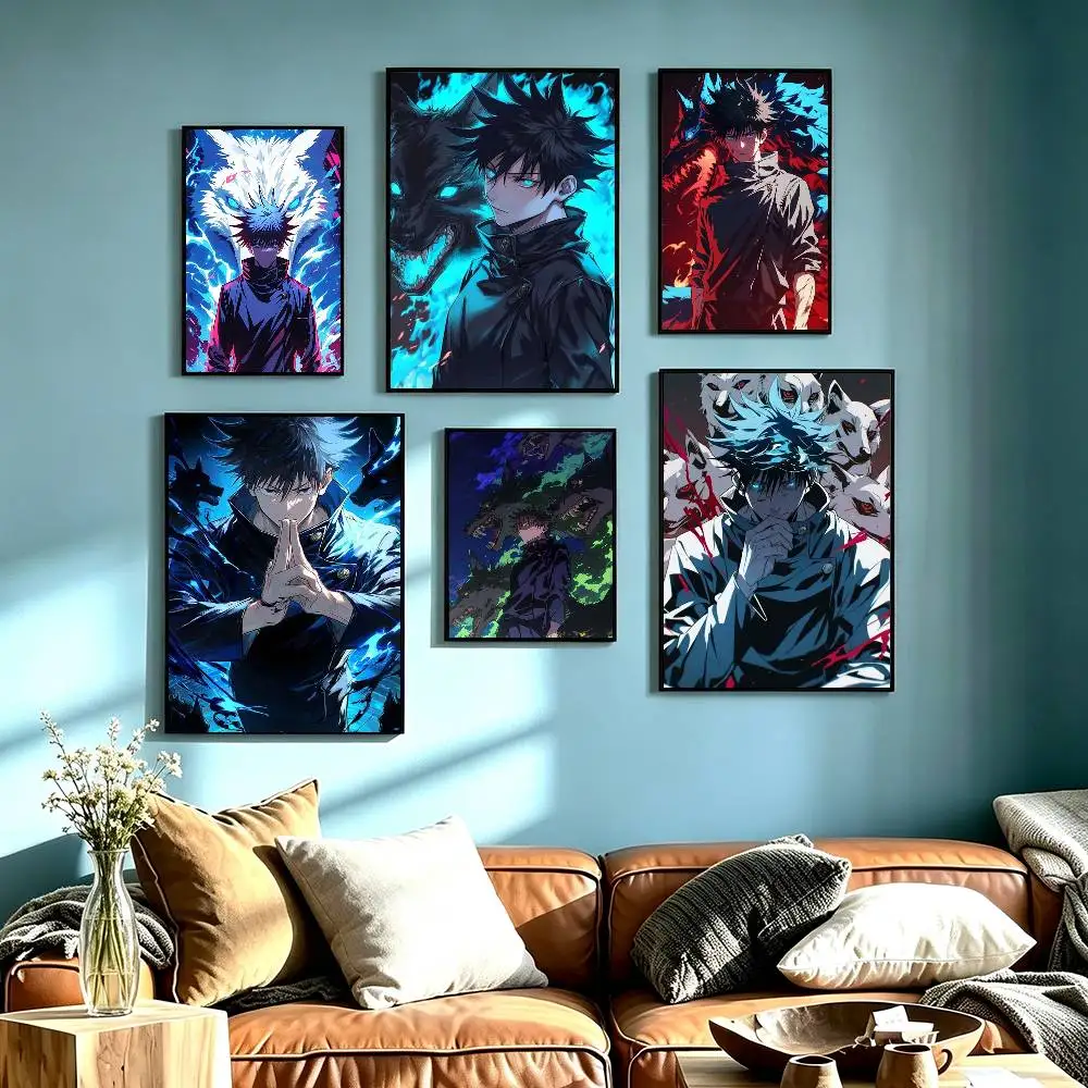 Shadow Sorcerer Megumi Fushiguro Poster Waterproof Wall Art Sticker For Bar Living Room Vintage Decor High Quality Print Gift