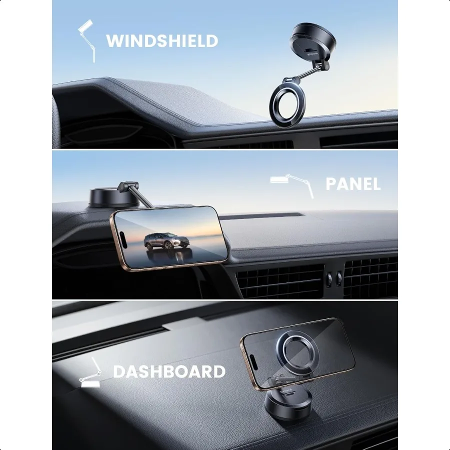 Крепление для телефона для автомобиля [мощная присоска 70 фунтов] для автомобильного крепления Magsafe 360, регулируемая присоска, крепление для телефона, приборная панель, лобовое стекло
