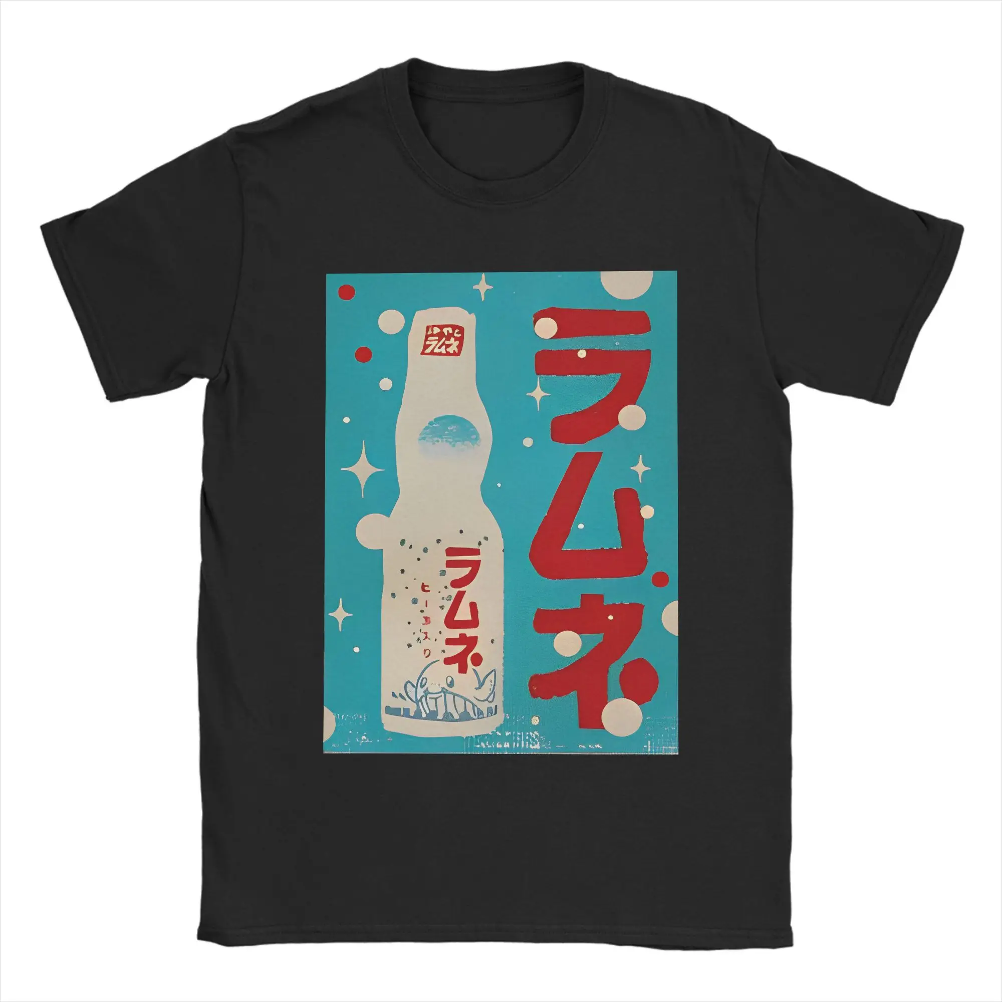 Ramune Japanese Soda Marble T Shirts for Men Pure Cotton Amazing T-Shirts O Neck Drink Art Tees Short Sleeve Clothes 4XL 5XL 6XL