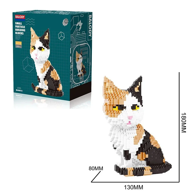 1300Pcs Cute Cartoon Pets Cat Mini Building Blocks Bricks Diamond Model Educational Toys Kids Girl Gifts