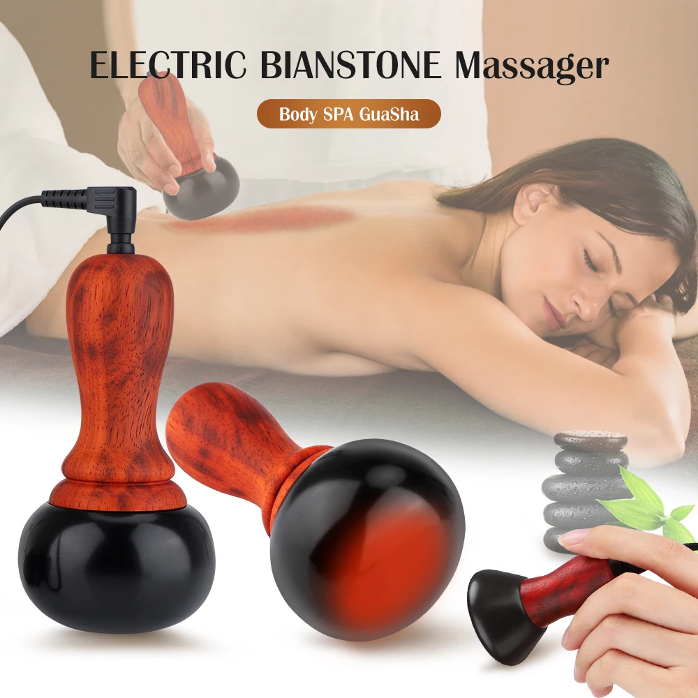 Hot Stone Gua Sha Electric Massager Neck Back Full Body Hot Compress Jade Warming Moxibustion Dredging Meridian Massage Devices