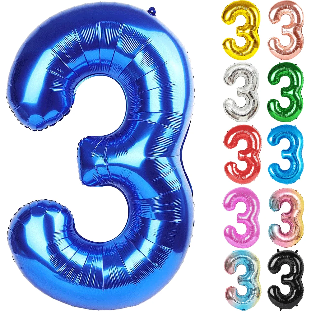 【セール中】32 インチマルチカラー番号 3 バルーン大数字風船 0-9 男の子女の子誕生日装飾女性男性パーティー記念日用品