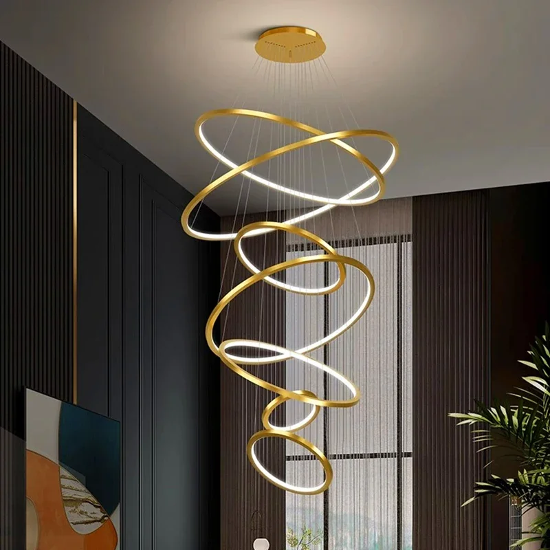 

Modern Luxury Villa Creative Room Decoration Lights Hotel Lobby Living Room Loft Staircase Pendant Light