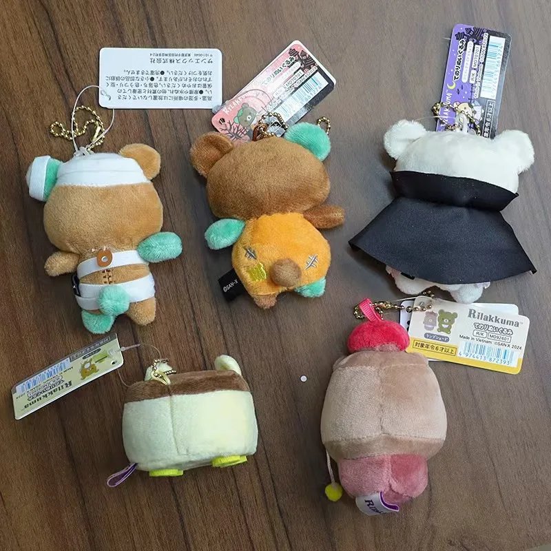 Feliz Halloween Rilakkuma llavero de felpa CottonTeddy Bear bolsa colgante Kawaii Relax kuma accesorios de peluche para regalo de cumpleaños