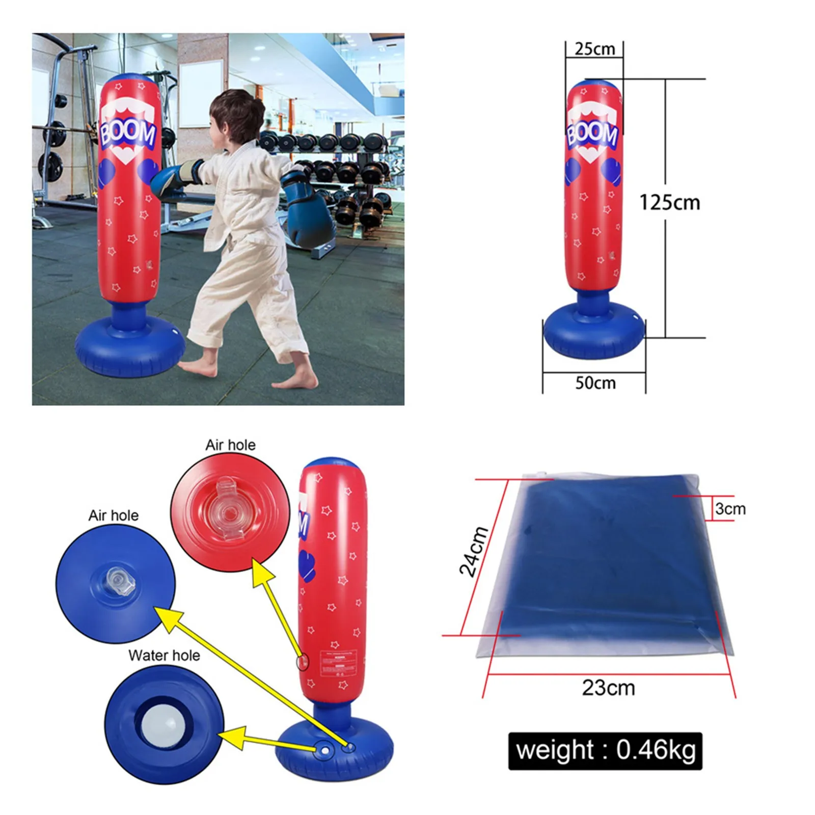 1Pcs Children\'s Sandbag Inflatable Impact Column, Tumbler Boxing Column, Vent Sandbag,Decompression Toys for Boys and Girls