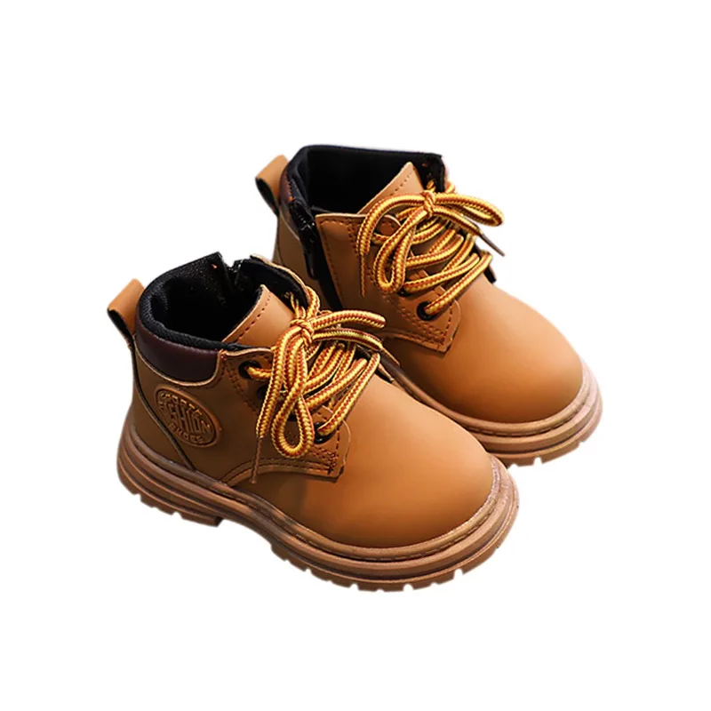 Autunno inverno bambini ragazzi ragazze stivali stile britannico Casual confortevole cravatta corda cerniera antiscivolo stivali corti scarpe