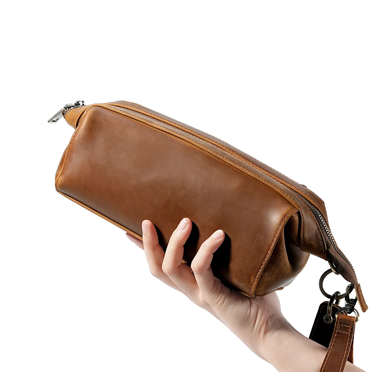 حقيبة حمل جلدية للرجال، متعددة الأغراض للسفر مع جيوب لمنظم أنابيب شاحن الهاتف والسجائر #1