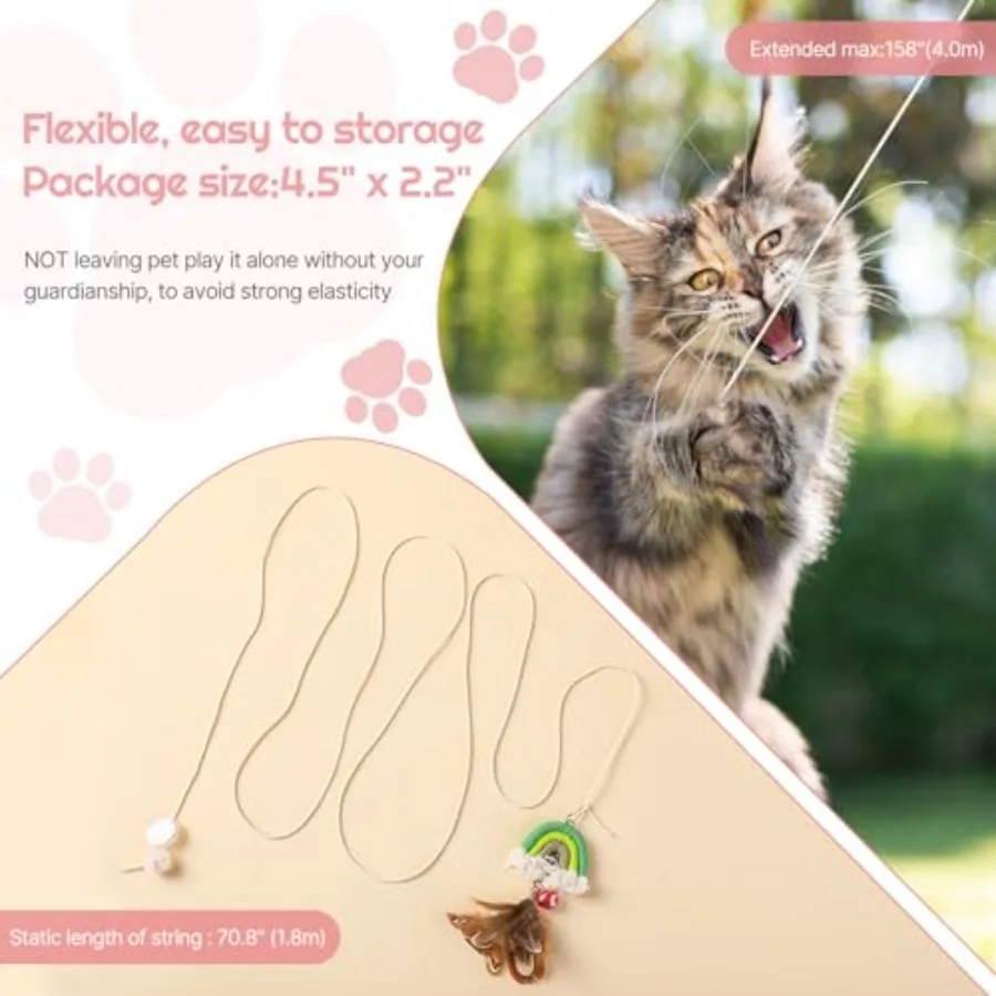 ألعاب ريش القط 2pack ألعاب دعابة القطط القابلة للسحب ذاتية اللصق معلقة لعبة القط التفاعلية للقطط الداخلية هريرة اللعب تشيس Ex