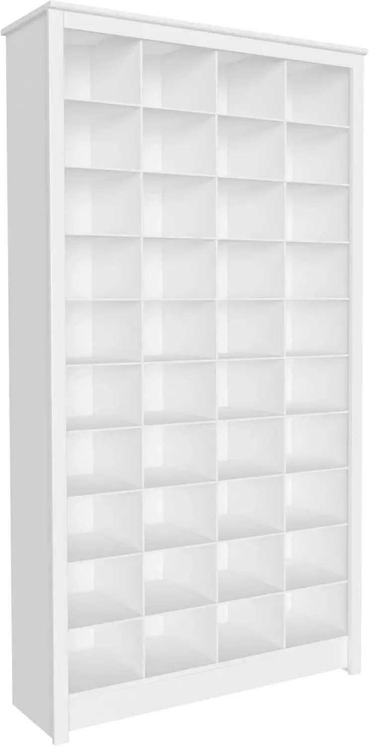 HOME.White Tall Storage Cabinet, Shoe Cabinet, Cube Storage Organizer with 40 Shoe Cubbies 13