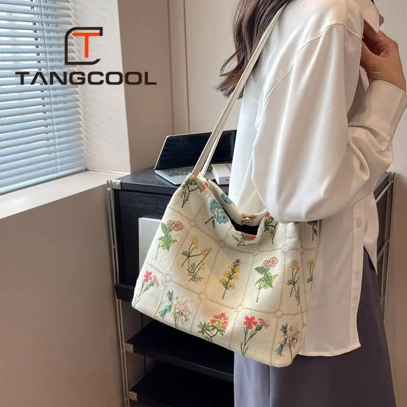 Bag for Women Embroidery Printed Tote Bag Women New Fashion Large Capacity Canvas Bag Shoulder Crossbody Bucket Bag