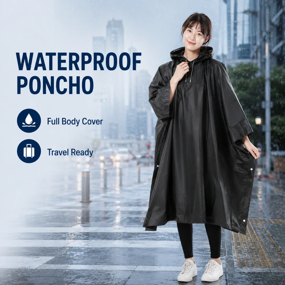 Camping Rain Poncho - معطف مطر مقاوم للماء 3 في