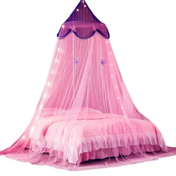 Hanging Mosquito Net Fine Mesh Princess Bed Canopy Dustproof Bug Net with Light