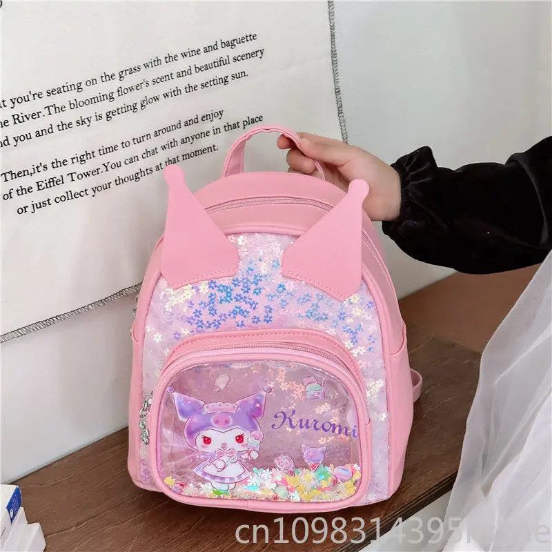  Mini Backpack for Girl Kawaii Hello Kitty Melody Kuromi School Bag Cute Portable PU Leather PU Leather Purse and Handbag