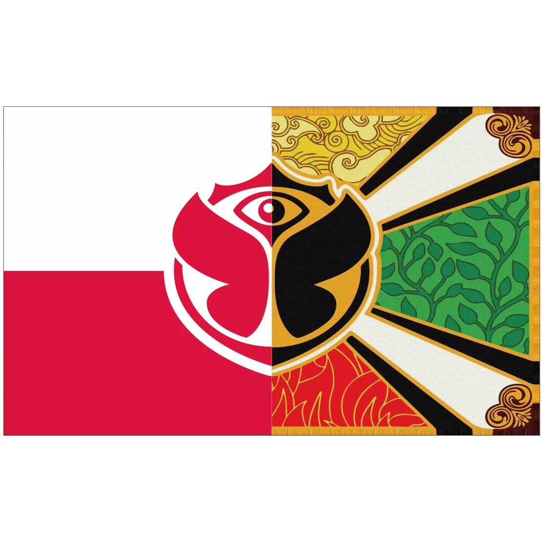 2X3FT banner of half Republic of Poland vs half Tomorrowland flag 100D polyester custom Polish Polska banner