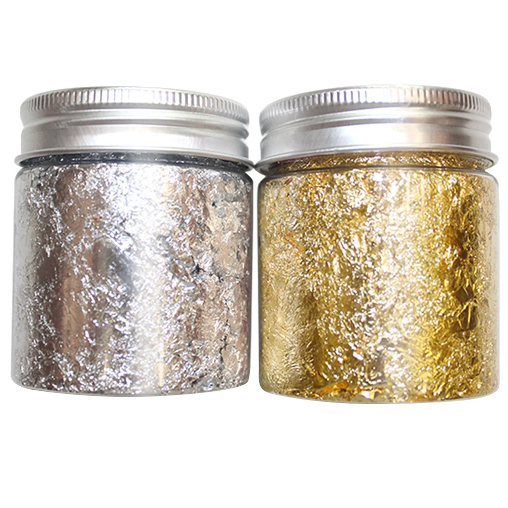 

2 Gold Silver Foil Paper Nail Art Decor Tin Decoration Manicure Baking Stickers DIY Designs Holiday Party Events Christmas
