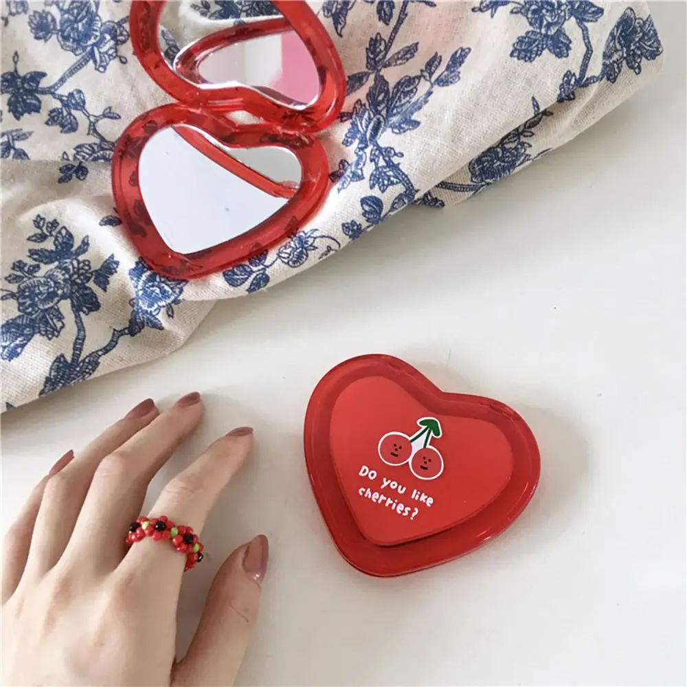 Folding Cherry Pattern Mini Women Gifts Double-sided Pocket Mirrors Cosmetic Mirrors Makeup Mirrors Mirrors