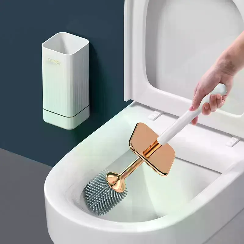 

Silicone Toilet Brush Set Long Handle No Drill Wall Mounted Quick Dry Leak Proof For Bathroom Deep Cleaning Durable Multi Use