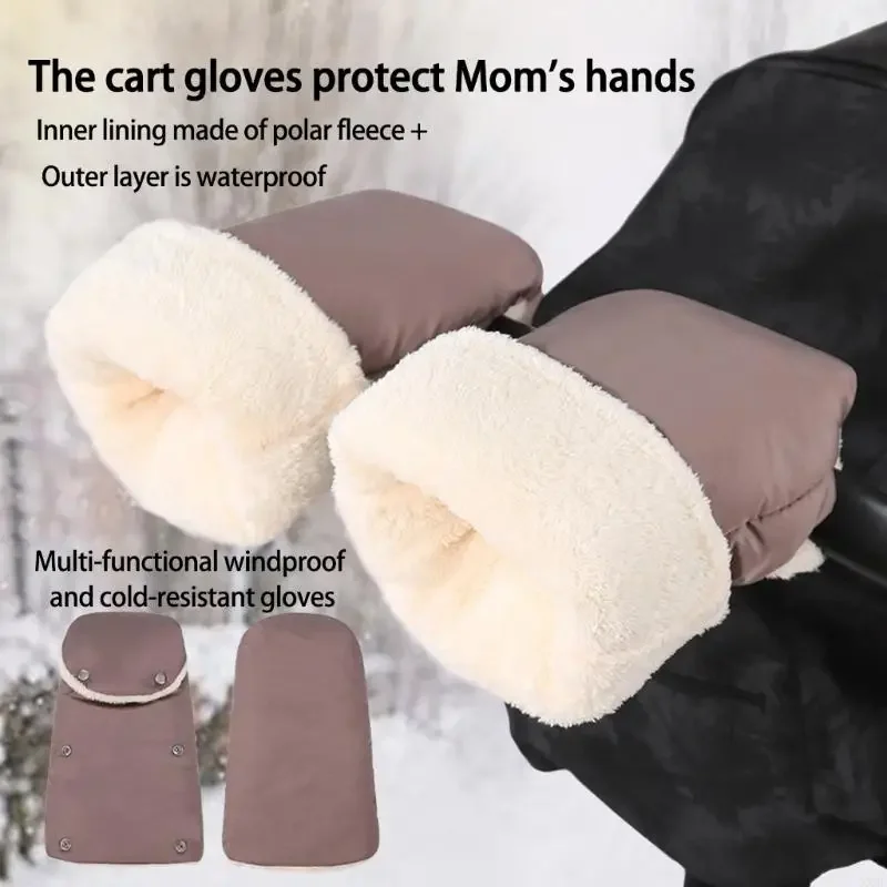 Baby Stroller Warm Gloves for Winter Windproof and Antifreeze Thickened Plush Baby Stroller Armrests and Hand Guards