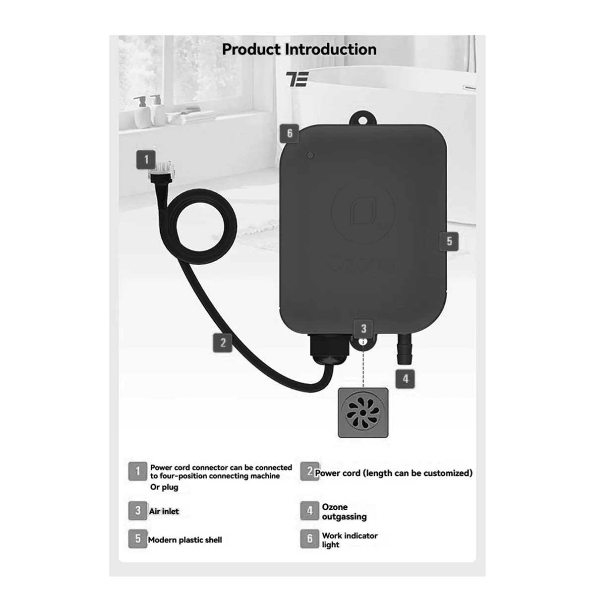

A65Z AC220V 200Mg/H Ozone Generator Bathtub Shower SPA Swimming Pool Ozonizer Tub Pool Water Purifier Replacement Device Kit