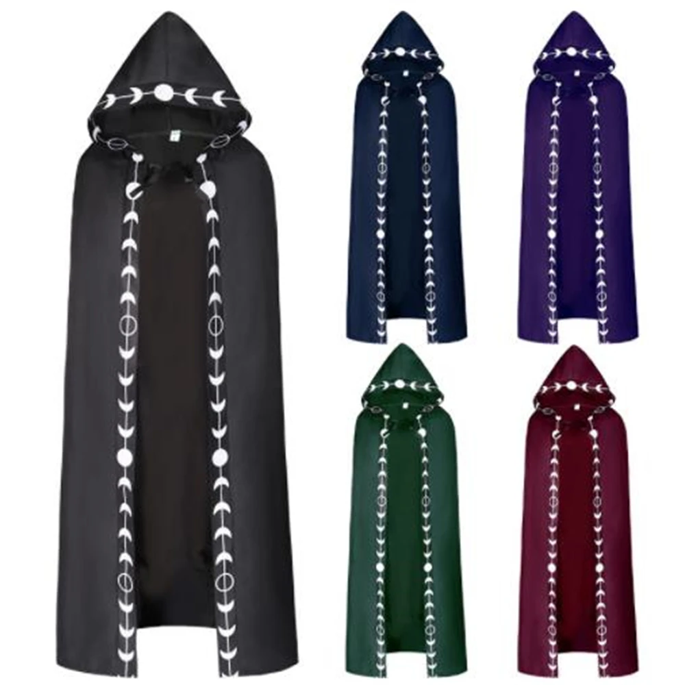 Man Mantle Velvet Cloak Coat Jacket Wicca Robe Medieval Cape Shawl Halloween Opera Cosplay LARP Wizard Costume Embroidery