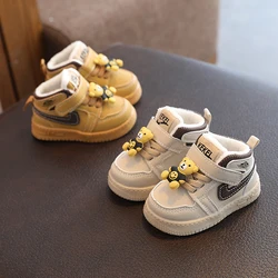 2024 Winter New Baby Cotton Shoes 0-2 Years Old 1 Soft-soled Non-slip Baby Toddler Shoes Warm Plus Velvet Men's and Women