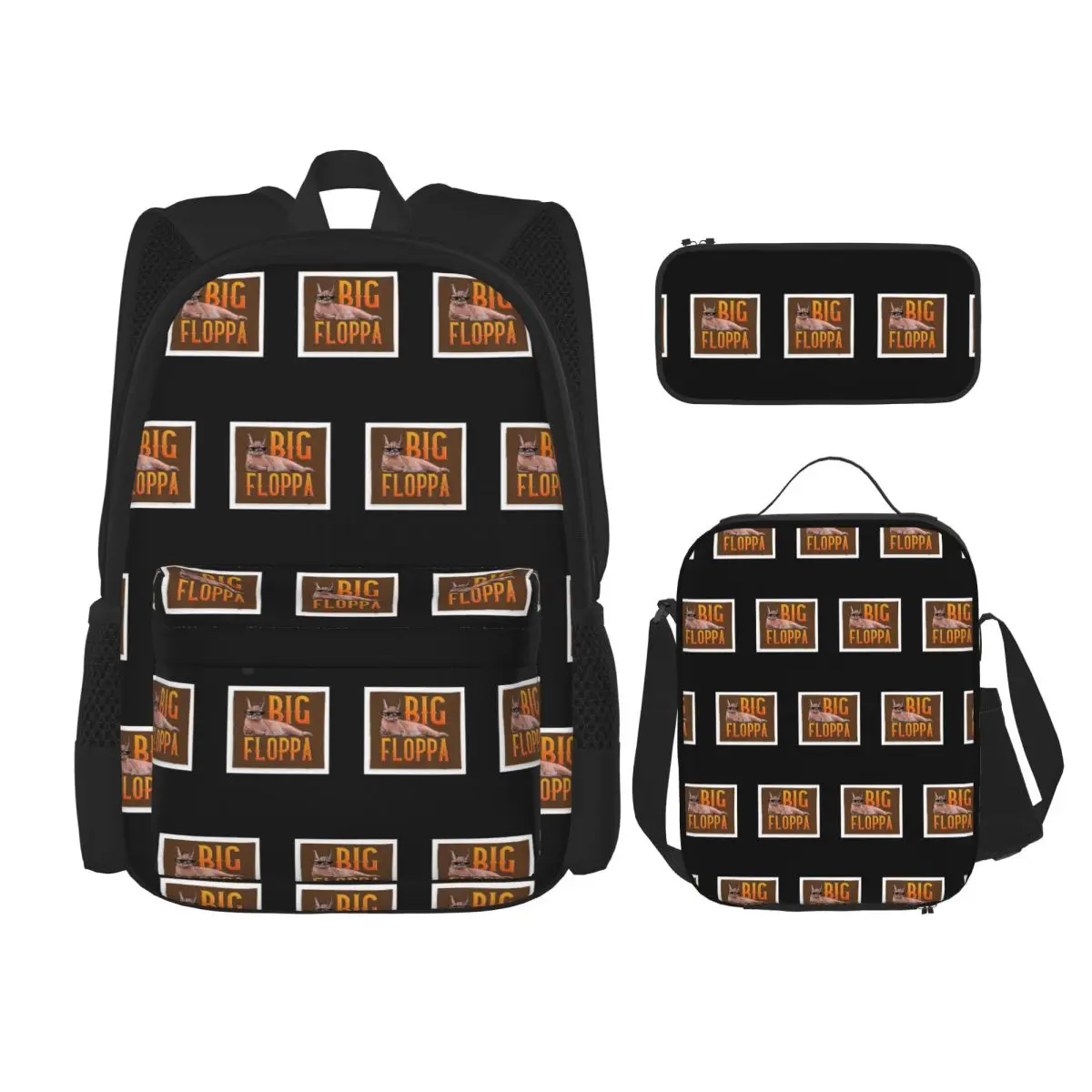 

Big Floppa Animal Cat Backpacks Boys Girls Bookbag Students School Bags Kids Rucksack Lunch Bag Pen Bag Three-Piece Set