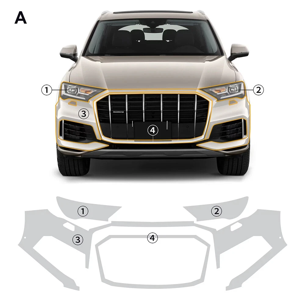 

For Audi Q7 2020-2024 Bumper Pre-cut Car Paint Protection Film Clear PPF TPU Anti-scratch Bra Car Body Exterior Accessories