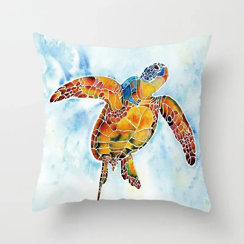 Sea Turtle Print Throw Pillowcase Seahorse Mermaid Decorative  Octopus