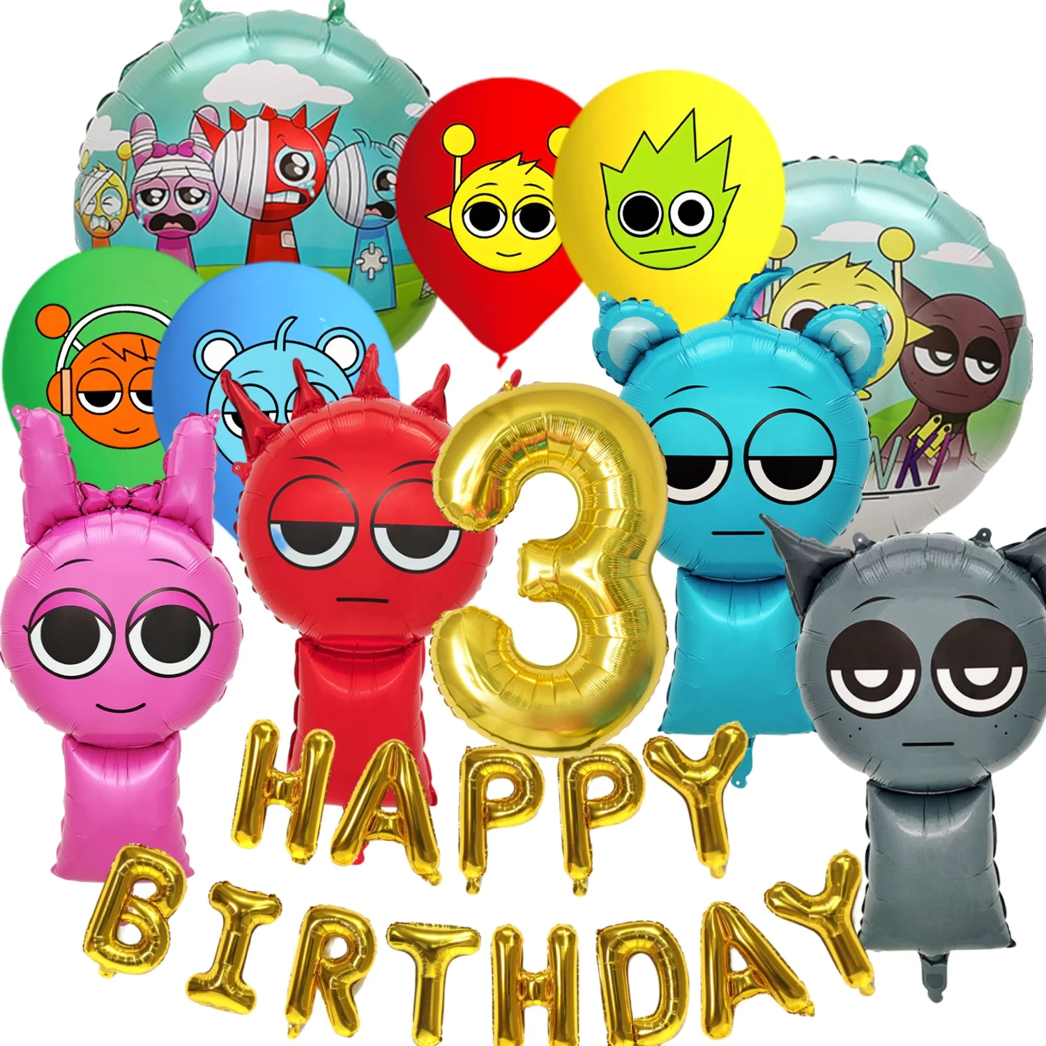 Sprunki Ballon-Set, Sprunki Geburtstagssachen, Unglaubliche Box, Party, Sprunki, Geburtstagsballons, Babyparty, sprunkige Geburtstagsparty-Geschenke