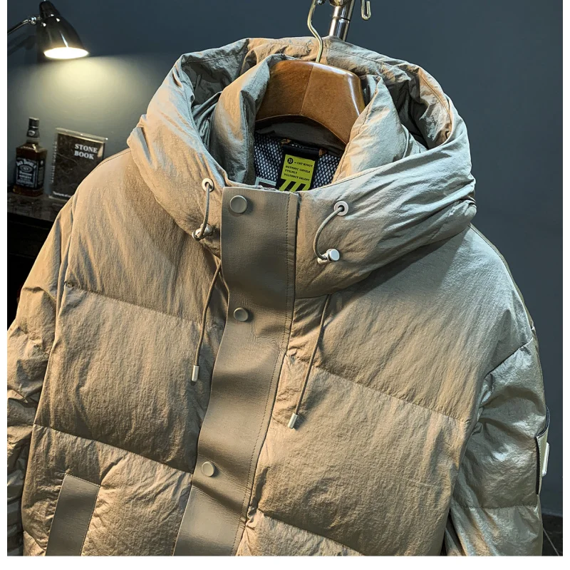 

Fluffy down jacket men's winter 2025 new hooded warm jacket windproof and cold resistant duck down clothes