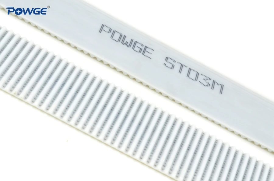 POWGE PU White STS STD S3M Open timing belt S3M-15mm Width 10/15/20/25/30/40mm Polyurethane steel 10STD3M Synchronous belt Laser