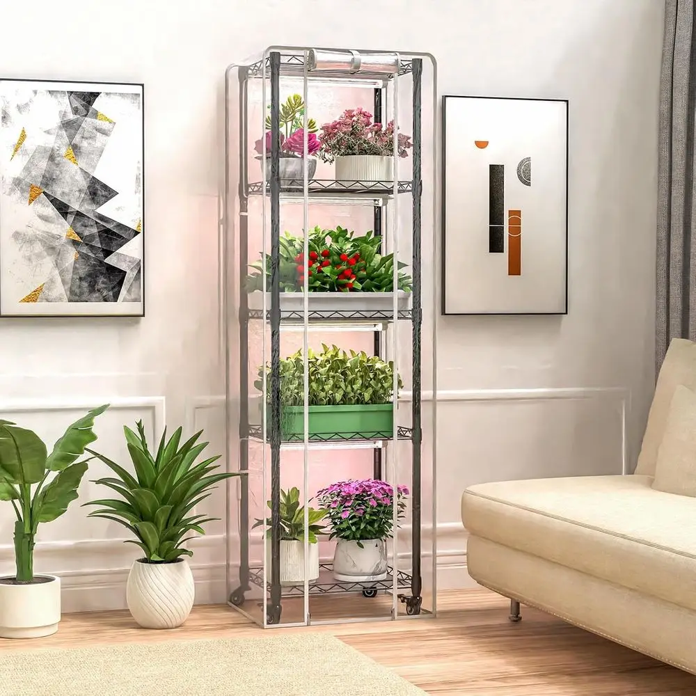 Mini estufa de 5 camadas com luzes de espectro completo de 40 W para germinação de sementes e termômetro