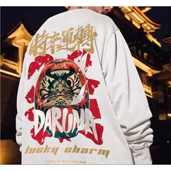 M-8XL Men's Street Printed Oversized Student Leisure Unisex Sweatshirt American Retro Youth Velvet Long Sleeve Sweater