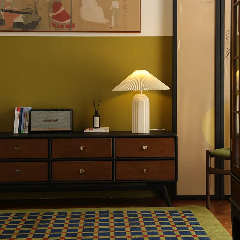 خزانة تلفزيون من الخشب الصلب باللون الأسود غير اللامع من خشب الكرز، خزانة عرض مزدوجة الألوان، خزانة بسيطة #3