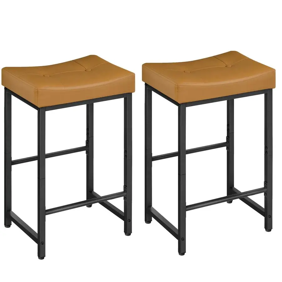 Bar Stools,25.4 Saddle Stools with PU Upholstery, Counter Height Stools with Footrest, Kitchen Breakfast Chairs, for Dining Room