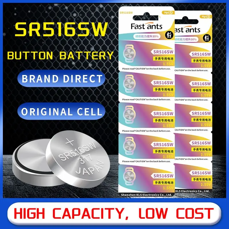Original 317 SR516SW Button Battery 1.55V Watch Battery for Watch Remote Control Equivalent