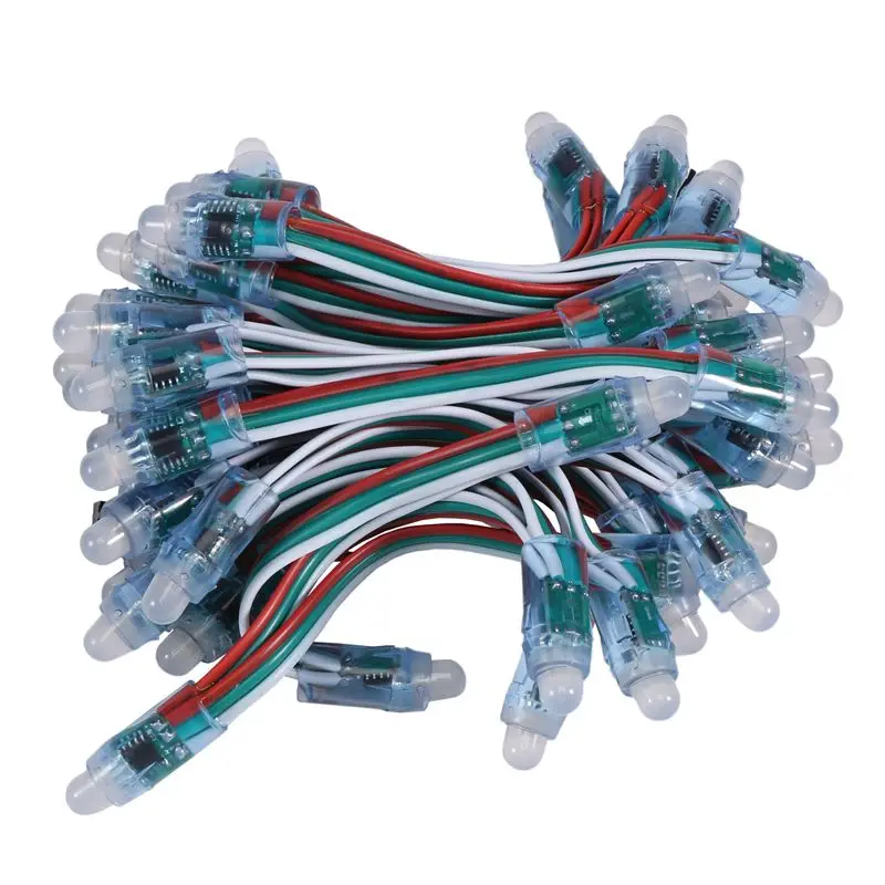 50Pcs WS2811 RGB LED Pixels Light Individually Addressable 12Mm Diffused Digital Full Color LED Pixel Module Light DC12V