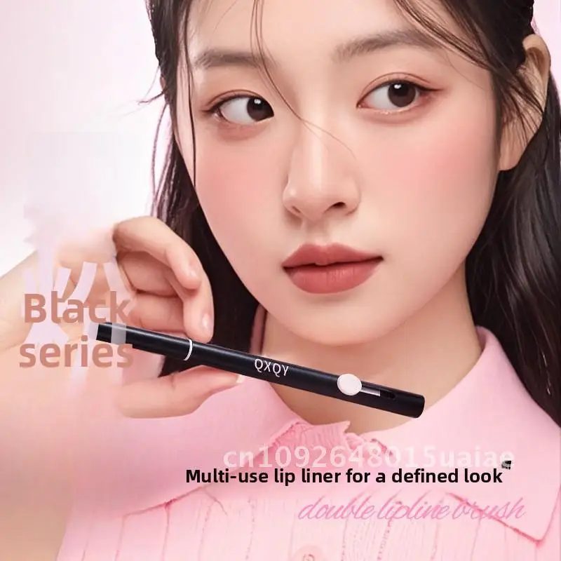 QXQY Pennello a doppia linea per labbra Nebbia morbida opaca Colore setoso Cintura per labbra Doodle Tazza non facile da attaccare Compatibile con la pelle neutra