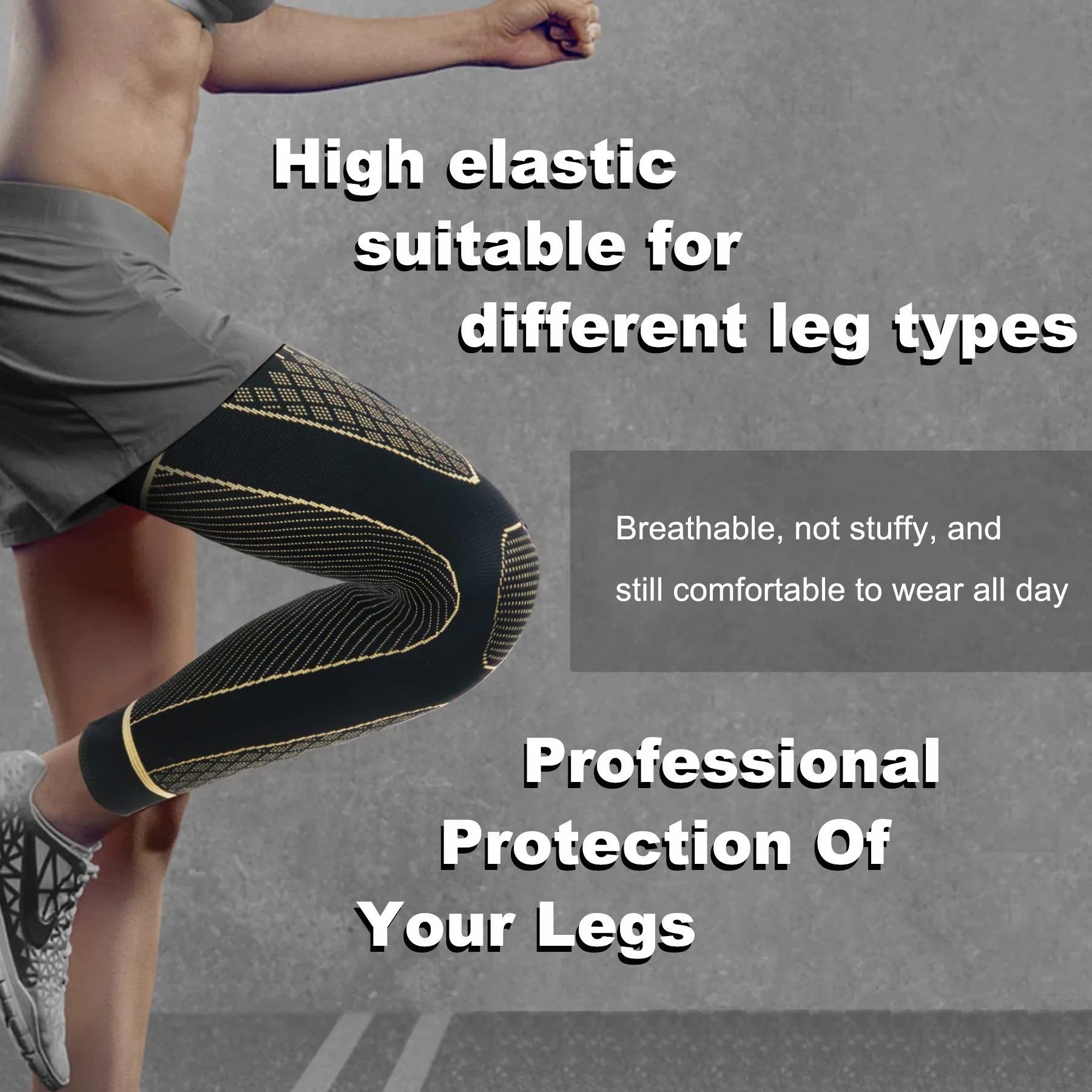 

High Elastic Pressurized Non-Skid Knee Pads Extended Copper Ion Basketball Soccer Knee Pads Mountaineering