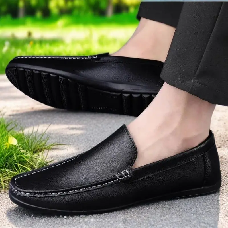 

Mocasines informales de suela blanda para hombre, zapatos de estilo bajo, a la moda, para conducir, verano, 2024