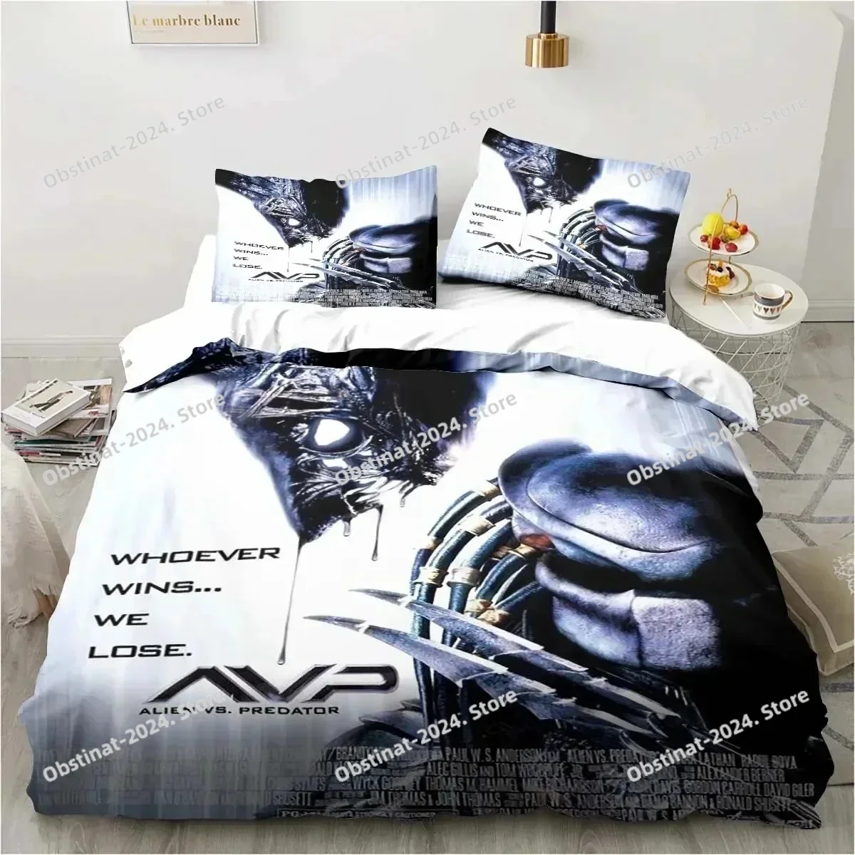 2025 Alien Vs. Predator Predator Movie Bedding Set Single Double Queen King Size Duvet Cover Adult Boys Bedroom Bedspread Luxury