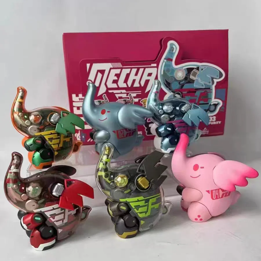 

Mecha Elfie Blind Box Cute Semi Mechanical Anime Elephant Figures Stress Relief Desk Decor Collectibles For Anime Fans