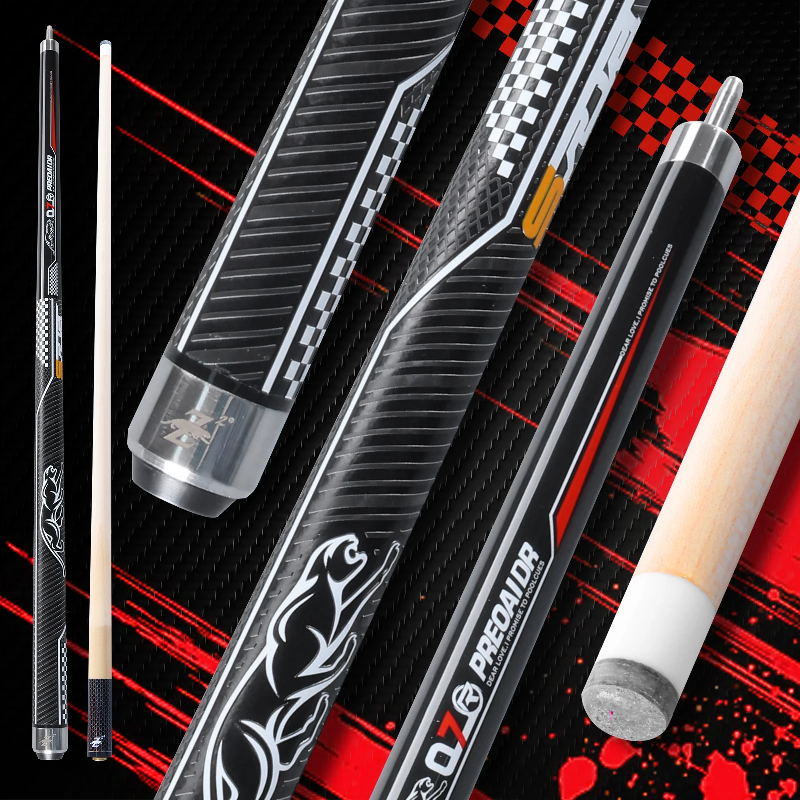 REOAIDR Q7 Series Canadian Maple Wood Pool Cue Stick, Low Deflection Billiard Cue with Uniloc Joint, Pro Taper Precise Easy Con