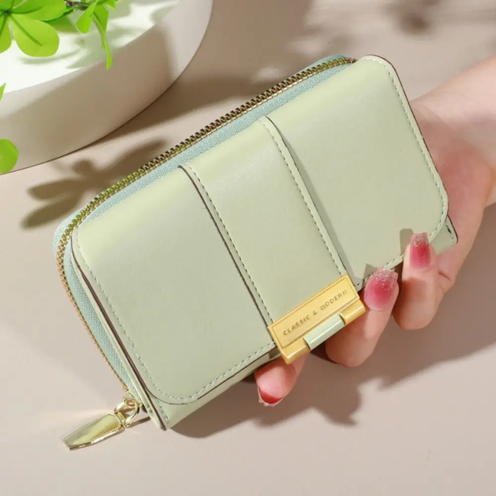Retro Purse PU Leather Short Wallet Foldable Multifunctional Three Fold Wallet Zipper Large Capacity Women Card Holder Gift