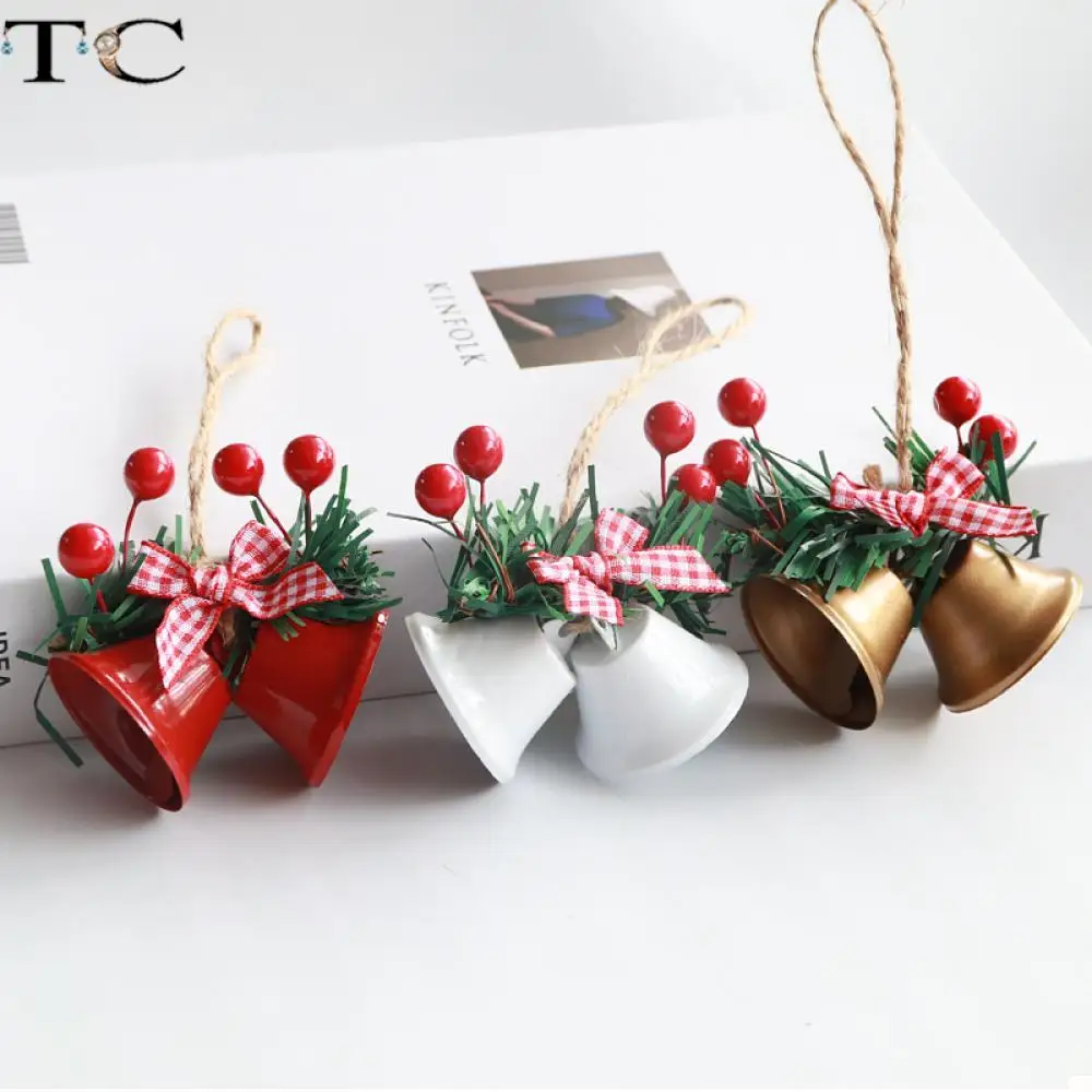 12PC Christmas Double Bells Hanging Ornament Jewelry Shop Window Display Decor Embellishmet Jewellery Store Holiday Decoration