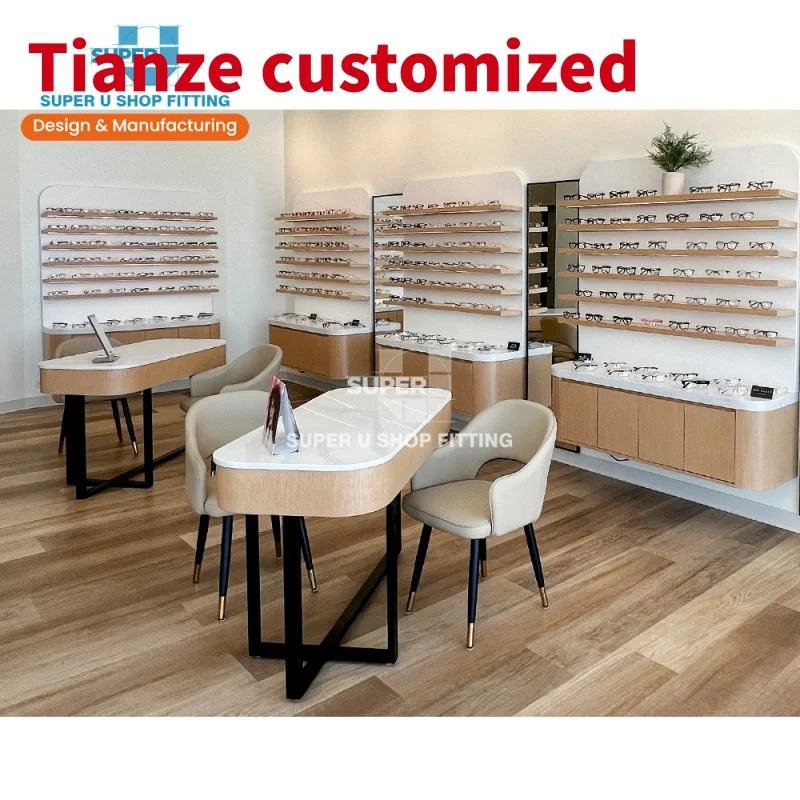 (Customized) fashion wooden optical shop display furniture trendy eyewear shop fitting custom sunglasses display rack glasse