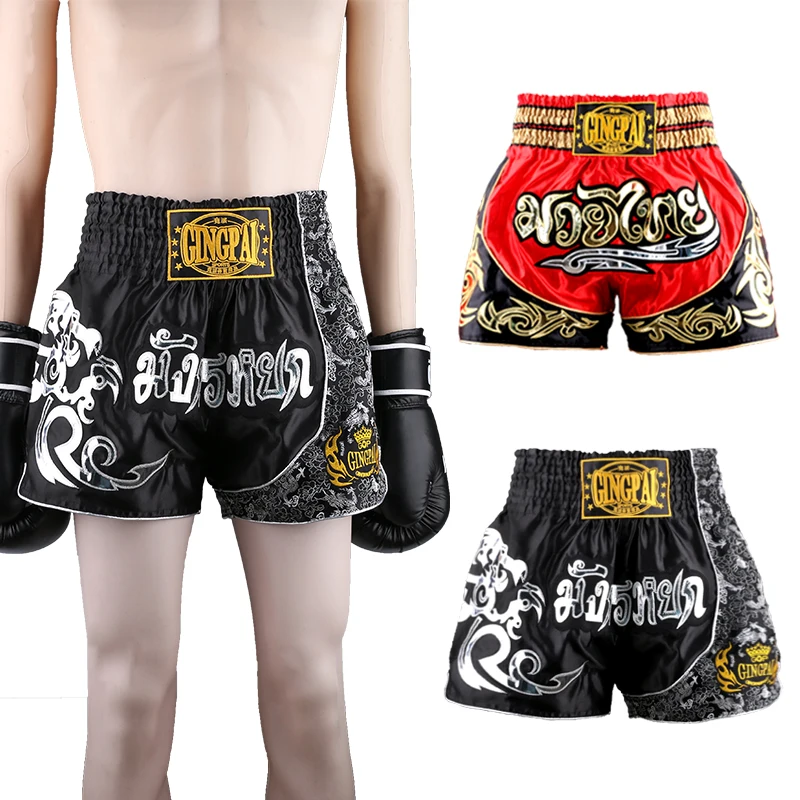 Muay Thai Shorts New Boxing Shorts Men Women Kids Satin Fight Kickboxing Pants MMA Martial Arts Grappling Boxer Training Clothes